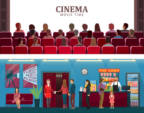 Cinema and Movie Time Colorful Vector Illustration