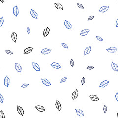 Light BLUE vector seamless doodle pattern with leaves.