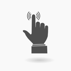 Fototapeta premium Hand Pressing Button Icon Illustration silhouette.