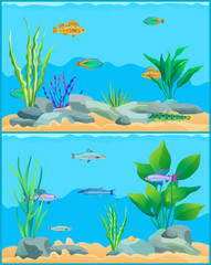 Colorful Cartoon Aquarium Fishes Set Promo Poster
