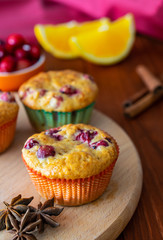Homemade muffins with cranberry