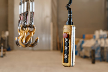 close up remote control switch for overhead crane in manufacture workshop