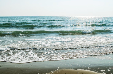 Seascape, Adriatic sea,Italy,14 October 2018,beaches of the island of Lido di Venice, seascape,...