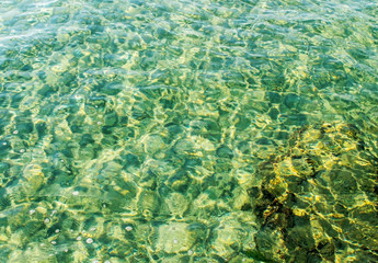 Seascape with underwater sand dunes lit by the sun,Italy,14 October 2018,abstract background seascape, coastal area with underwater sand dunes lit by the sun, Lido di Venice island autumn day.