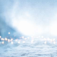 Snow landscape with bright bokeh