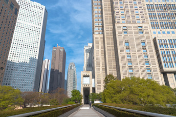 Fototapeta na wymiar Tokyo Metropolitan Government & Shinjuku business landmark buildings