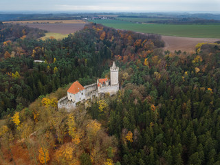 Fototapeta na wymiar Castle Kokorin in Czech Republic - aerial view