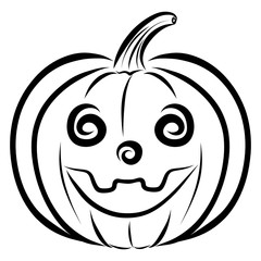 Fun pumpkin for a holiday, black sketch