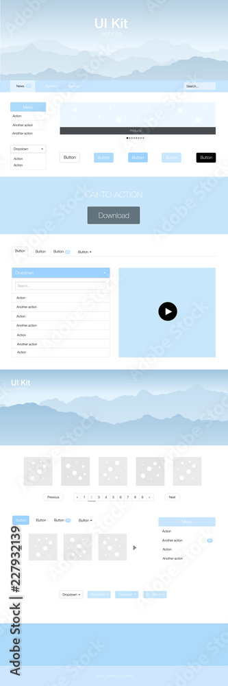 Canvas Prints light blue vector ui kit with landscape.