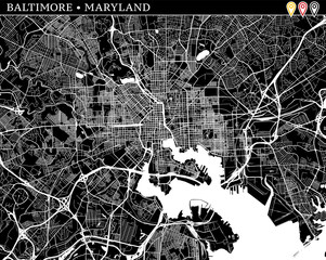 Simple map of Baltimore, Maryland