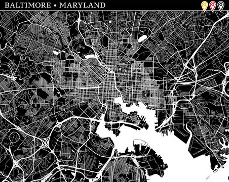 Simple Map Of Baltimore, Maryland