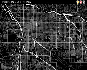 Simple map of Tucson, Arizona