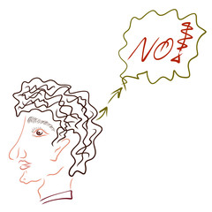 Resolute refusal, man and his thoughts, sketch