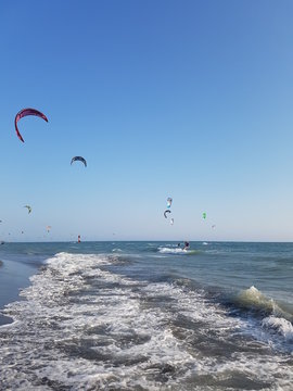 kite surfing in the sea