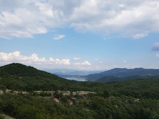 landscape with mountains and clouds