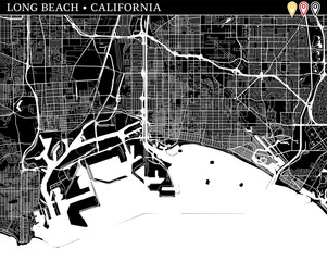 Simple map of Long Beach, California