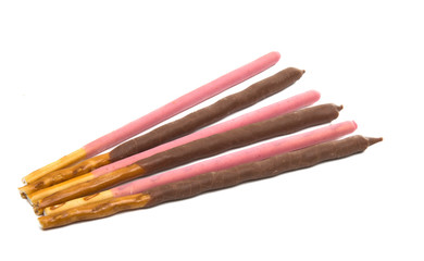chocolate covered sticks isolated