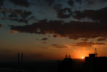 Fototapeta premium Vladivostok cityscape, sunset view.