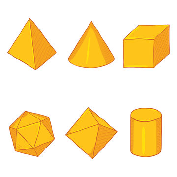 Vector Set of Cartoon Golden Geometry Shapes