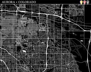 Simple map of Aurora, Colorado