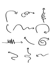 Hand drawn black arrow sketch. Sign symbol collection. Sketch arrow set. Illustration, elements.