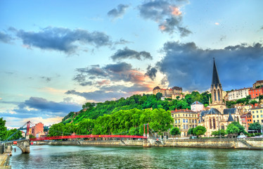 St. George Church at sunset in Lyon, France