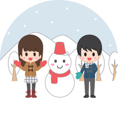 Fototapeta premium Snowman People Winter