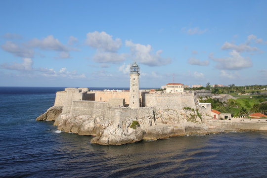 Havanna, Castillo de los Tres Reyes del Morro, Festung, Blick von einem Kreuzfahrtschiff 