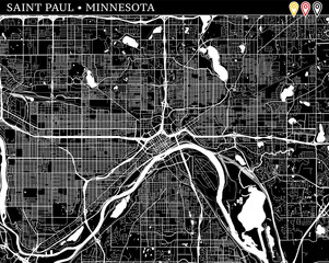 Simple map of Saint Paul, Minnesota - obrazy, fototapety, plakaty