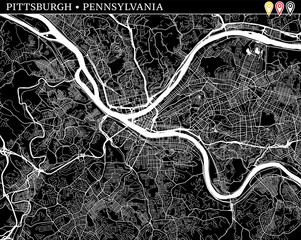 Simple map of Pittsburgh, Pennsylvania