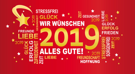 gute wünsche - 2019 - rot/gold/weiß