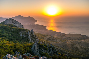 Naklejka na ściany i meble Dawn in the mountains