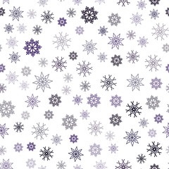 Dark Purple vector seamless template with ice snowflakes.