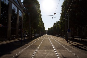 Fototapeta na wymiar persepctive ligne de tram