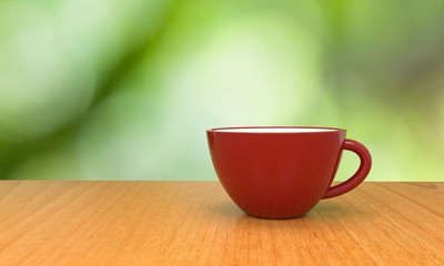 Coffee cup and wood floor background  for product