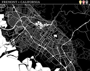 Simple map of Fremont, California