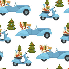 Merry Christmas winter holiday celebration and preparation seamless pattern isolated on white background.