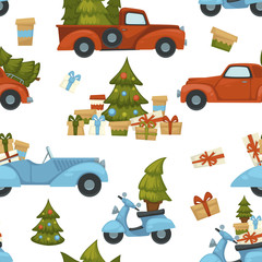 Merry Christmas winter holiday celebration and preparation seamless pattern isolated on white background.