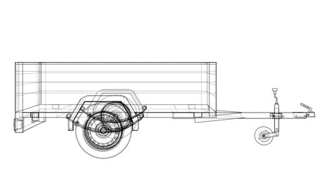 Open trailer sketch. Vector