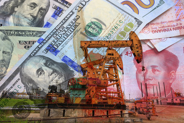 The oil pump, the dollar and the yuan as the background, the world's economic and financial.