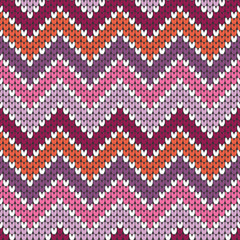 Knitted Zigzag Pattern Seamless Pink/Orange/Purple