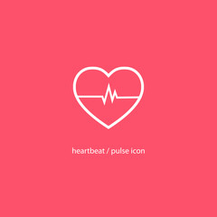 Heart icon stylized cardiogram. Hearbeat and pulse icon. Vector illustration.