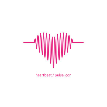 Heart icon stylized cardiogram. Hearbeat and pulse icon. Vector illustration.