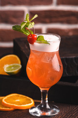 cocktail with lemon and mint
