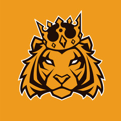 Tiger in Crown Vector Mascot