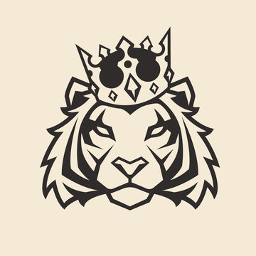 Tiger in Crown Vector Mascot