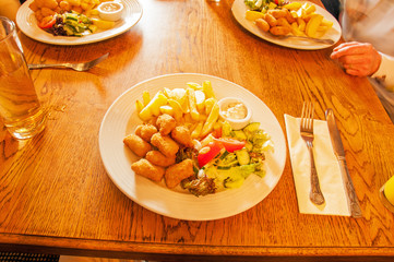 Dinnertime at the restaurant.