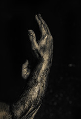 Close-up of a mans arm. Low key shoot