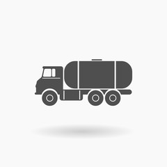 Fuel Truck Industrial Vehicle Icon Illustration silhouette.