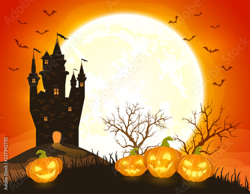 halloween background with castle